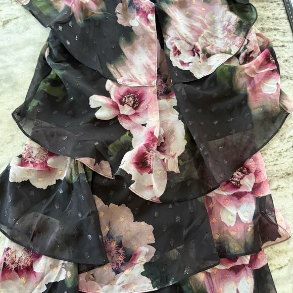 SLNY VTG Y2K Whimsigoth Dress 14 Maximalist Abstract 2000s Tiered Fairy Grunge - Picture 4 of 11